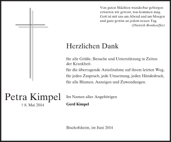 Traueranzeige von Petra Kimpel von Rüsselsheimer Echo, Groß-Gerauer-Echo, Ried Echo