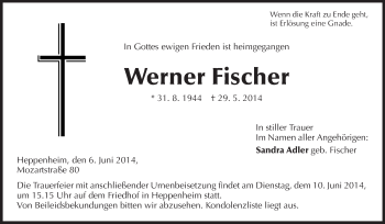 Traueranzeige von Werner Fischer von Starkenburger Echo