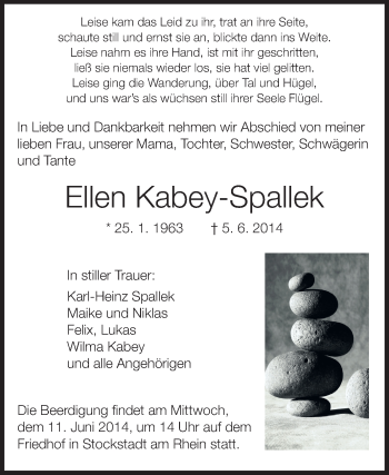 Traueranzeige von Ellen Kabey-Spallek von Rüsselsheimer Echo, Groß-Gerauer-Echo, Ried Echo