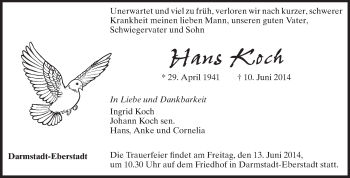 Traueranzeige von Hans Koch von Echo-Zeitungen (Gesamtausgabe)