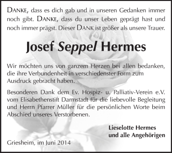 Traueranzeige von Josef Seppel Hermes von Echo-Zeitungen (Gesamtausgabe)