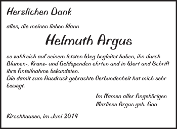 Traueranzeige von Helmuth Argus von Starkenburger Echo, Bergsträßer Anzeiger