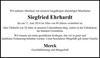 Traueranzeige von Siegfried Ehrhardt von Rüsselsheimer Echo, Groß-Gerauer-Echo, Ried Echo