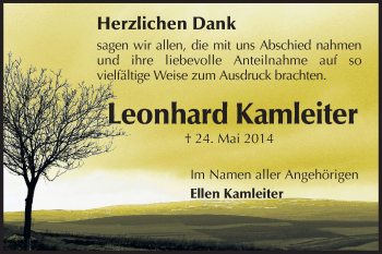 Traueranzeige von Leonhard Kamleiter von Echo-Zeitungen (Gesamtausgabe)