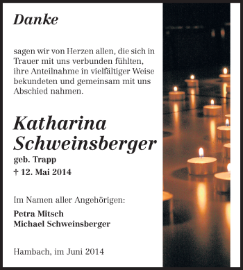 Traueranzeige von Katharina Schweinsberger von Starkenburger Echo