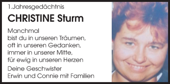 Traueranzeige von Christine Sturm von Echo-Zeitungen (Gesamtausgabe)