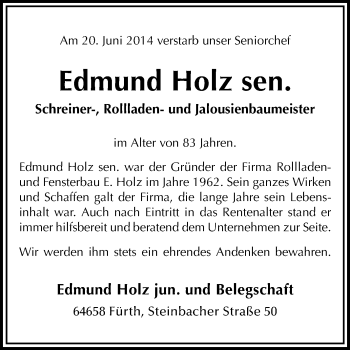 Traueranzeige von Edmund Holz von Starkenburger Echo