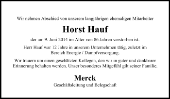 Traueranzeige von Horst Hauf von Echo-Zeitungen (Gesamtausgabe)