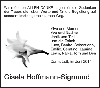 Traueranzeige von Gisela Hoffmann-Sigmund von Echo-Zeitungen (Gesamtausgabe)