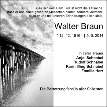 Traueranzeige von Walter Braun von Odenwälder Echo