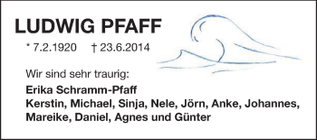 Traueranzeige von Ludwig Pfaff von Echo-Zeitungen (Gesamtausgabe)