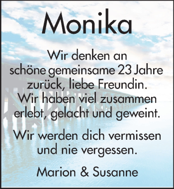 Traueranzeige von Monika  von Echo-Zeitungen (Gesamtausgabe)