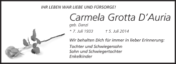 Traueranzeige von Carmela Grotta D'Auria von Echo-Zeitungen (Gesamtausgabe)