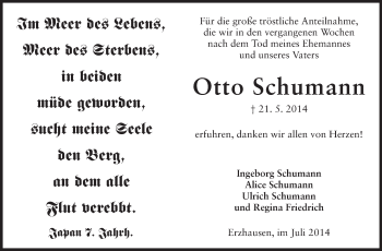 Traueranzeige von Otto Schumann von Echo-Zeitungen (Gesamtausgabe)