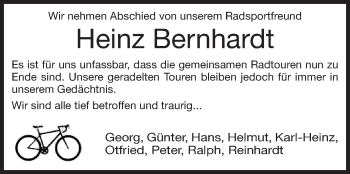 Traueranzeige von Heinz Bernhardt von Echo-Zeitungen (Gesamtausgabe)
