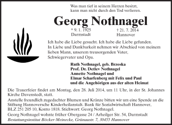 Traueranzeige von Georg Nothnagel von Echo-Zeitungen (Gesamtausgabe)