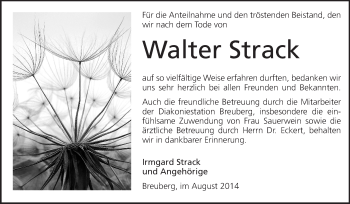 Traueranzeige von Walter Strack von Odenwälder Echo