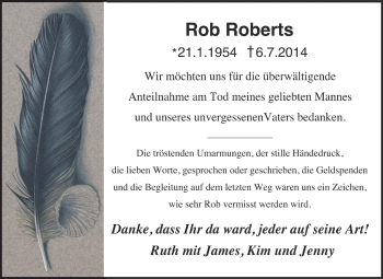 Traueranzeige von Rob Roberts von Odenwälder Echo