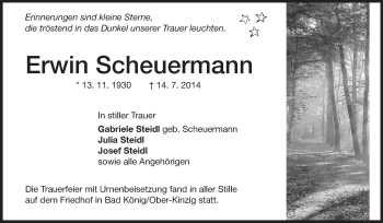Traueranzeige von Erwin Scheuermann von Echo-Zeitungen (Gesamtausgabe)
