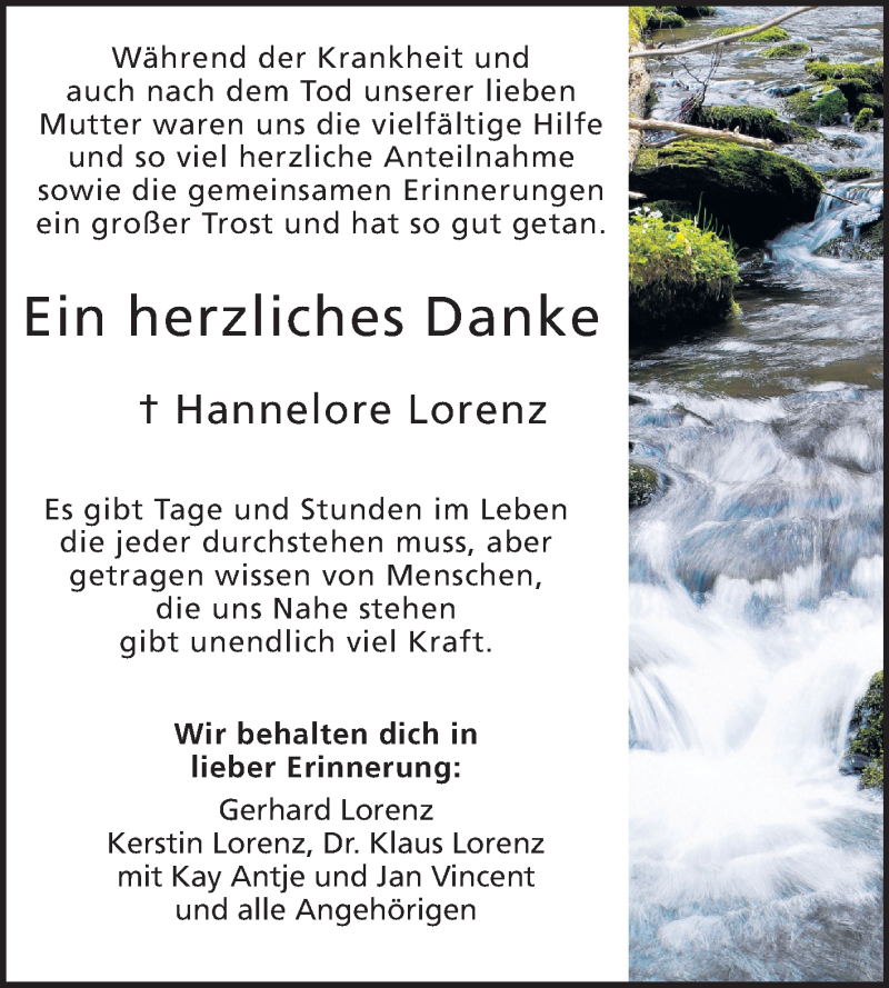  Traueranzeige für Hannelore Lorenz vom 09.08.2014 aus Odenwälder Echo