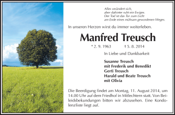 Traueranzeige von Manfred Treusch von Starkenburger Echo