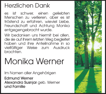 Traueranzeige von Monika Werner von Echo-Zeitungen (Gesamtausgabe)