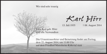 Traueranzeige von Karl Hörr von Odenwälder Echo