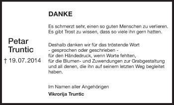 Traueranzeige von Peter Truntic von Starkenburger Echo