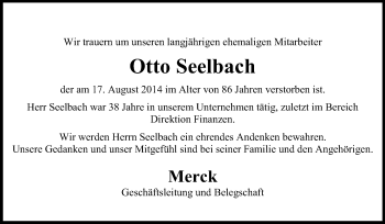 Traueranzeige von Otto Seelbach von Echo-Zeitungen (Gesamtausgabe)