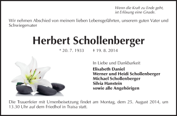 Traueranzeige von Herbert Schollenberger von Echo-Zeitungen (Gesamtausgabe)