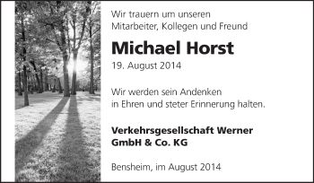 Traueranzeige von Michael Horst von Echo-Zeitungen (Gesamtausgabe)