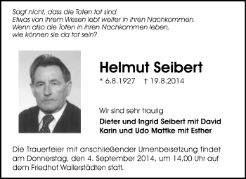 Traueranzeige von Helmut Seibert von Rüsselsheimer Echo, Groß-Gerauer-Echo, Ried Echo
