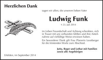 Traueranzeige von Harald Funk von Rüsselsheimer Echo, Groß-Gerauer-Echo, Ried Echo