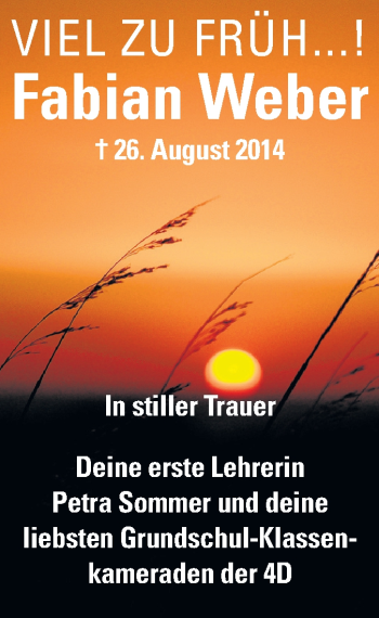 Traueranzeige von Fabian Gerd Weber von Rüsselsheimer Echo, Groß-Gerauer-Echo, Ried Echo
