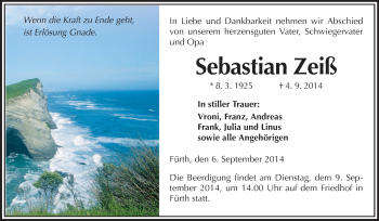 Traueranzeige von Sebastian Zeiß von Starkenburger Echo