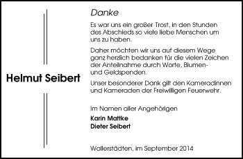 Traueranzeige von Helmut Seibert von Rüsselsheimer Echo, Groß-Gerauer-Echo, Ried Echo