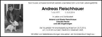 Traueranzeige von Andreas Fleischhauer von Echo-Zeitungen (Gesamtausgabe)