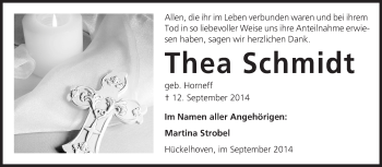 Traueranzeige von Thea Schmidt von Echo-Zeitungen (Gesamtausgabe)