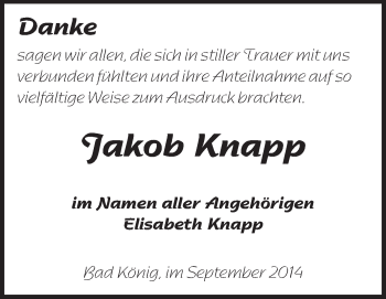 Traueranzeige von Jakob Knapp von Odenwälder Echo