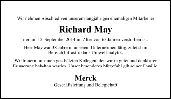 Traueranzeige von Richard May von Echo-Zeitungen (Gesamtausgabe)