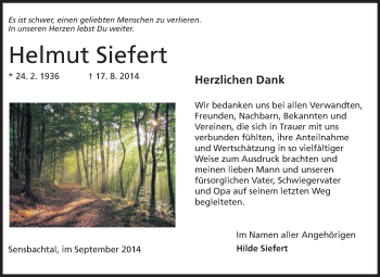 Traueranzeige von Helmut Siefert von Odenwälder Echo