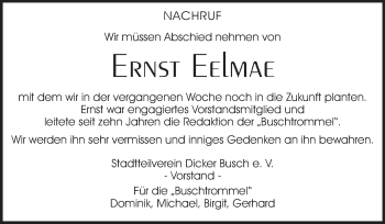 Traueranzeige von Ernst Eelmae von Rüsselsheimer Echo, Groß-Gerauer-Echo, Ried Echo