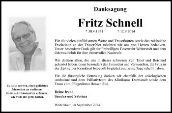 Traueranzeige von Fritz Schnell von Echo-Zeitungen (Gesamtausgabe)