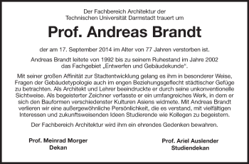 Traueranzeige von Andreas Brandt von Echo-Zeitungen (Gesamtausgabe)