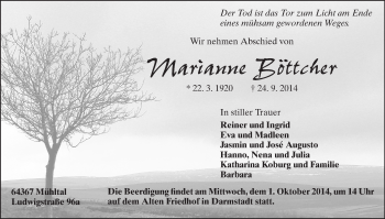 Traueranzeige von Marianne Böttcher von Echo-Zeitungen (Gesamtausgabe)