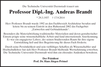 Traueranzeige von Andreas Brandt von Echo-Zeitungen (Gesamtausgabe)