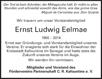 Traueranzeige von Ernst Ludwig Eelmae von Rüsselsheimer Echo, Groß-Gerauer-Echo, Ried Echo