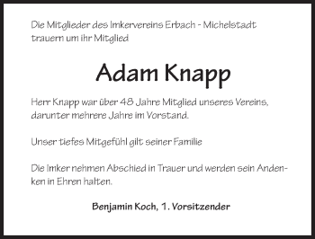 Traueranzeige von Adam Knapp von trauer.echo-online.de