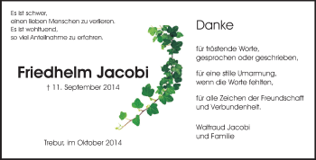 Traueranzeige von Friedhelm Jacobi von Rüsselsheimer Echo, Groß-Gerauer-Echo, Ried Echo