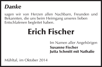Traueranzeige von Erich Fischer von Echo-Zeitungen (Gesamtausgabe)